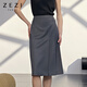 ZEZI彈力舒適羊毛半裙不對稱(chēng)高腰顯瘦半身裙時(shí)尚氣質(zhì)通勤裙休閑新 都市灰 M （105-115斤）