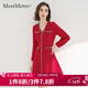 MeetMetro瑪依爾名媛小香風(fēng)連衣裙女2025秋季新款法式修身禮服裙 紅色 L