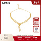 Arsis純真年代復古交織飄帶項鏈女毛衣鏈法式輕奢鎖骨鏈送女友生日禮物 復古交織飄帶項鏈（金色）