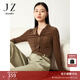 玖姿·安娜蔻OL風(fēng)法式復古抽褶S型針織絲絨長(cháng)袖襯衫女秋款 棕色 S