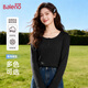 班尼路（Baleno）米色亨利領打底衫女2026春秋季新款女裝高彈上衣透氣休閑長袖T恤