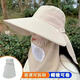 喜蘇萊棉麻涼帽防曬帽子女夏季面罩遮臉太陽(yáng)帽大沿紫外線(xiàn)采茶騎車(chē)遮陽(yáng)帽 卡其色 --帽檐可卷--棉料