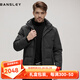 班仕利（Bansley）男士羽絨服冬季新款鵝絨外套男中長(cháng)款加厚保暖黑色衣服 黑色 XL