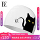 范德安（BALNEAIRE）小黑貓/喵星人系列2025新品印花成人泳帽 BYM076 奶油白