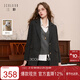 三彩2025冬季新款西裝式毛呢大衣外套中長(cháng)通勤M