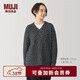 MUJI女式 牦牛絨混 V領(lǐng)毛衣 女款冬季長(cháng)袖內搭針織衫BA1P9A4A 炭灰色 M （160/84A）