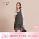 三彩【綿羊毛】2025冬季新款方領(lǐng)蝴蝶結毛呢連衣裙無(wú)袖背心裙M