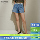 艾諾絲雅詩(shī)【商場(chǎng)同款】2025夏季新品新疆棉顯瘦高腰水洗短褲牛仔褲40533285 牛仔蘭 M