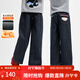 小茵曼童裝女童加絨加厚牛仔褲冬季中大童時(shí)尚休閑保暖褲直筒褲 牛仔黑 160