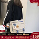 viney斜挎包包女包大容量帆布包學(xué)生上課書(shū)包郵差包生日禮物送女友老婆 白色+隨機徽章+可愛(ài)掛件 時(shí)尚品牌高級感百搭休閑通勤大包