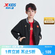 特步（XTEP）兒童童裝男女童中大童國潮棒球服保暖夾克 正黑色 150cm