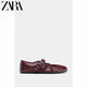 I ZARA2026冬季新品女鞋絳紅色漆皮效果瑪麗珍芭蕾鞋5212710025 絳紅色 39