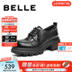 百麗（Belle）復古牛皮牛津鞋女2026春新商場(chǎng)款厚底增高JK樂(lè )福鞋E9N1DAM6 黑色 37