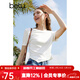 百圖betu女裝春夏新款T恤圓領(lǐng)收腰下擺開(kāi)叉設計感短袖女2403T13 白色 M