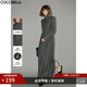 COCOBELLA手工壓褶半高領(lǐng)赫本風(fēng)長(cháng)袖連衣裙女春氣質(zhì)長(cháng)裙FR3015 深花灰 S