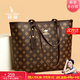 袋鼠卡拉2026春季新款百搭女士托特包女通勤大容量包包軟皮女包斜挎手提包 棕色（禮盒+手包+卡包）