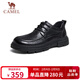 駱駝（CAMEL）牛皮系帶經(jīng)典商務(wù)休閑德比皮鞋男結婚新郎 G14A155634 黑色 42