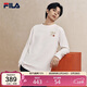 FILA 斐樂(lè )官方男女情侶款針織長(cháng)袖2026春時(shí)尚休閑純棉海棠花長(cháng)T恤