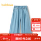 巴拉巴拉童裝女童褲子夏裝大童兒童七分褲牛仔褲寬松 牛仔中藍88201 150 cm
