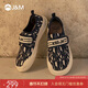 快樂(lè )瑪麗（J&M）樂(lè )福鞋女印花平底休閑單鞋一腳蹬懶人鞋丑萌大頭鞋 深藍色 37 