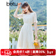 betu百圖女裝小方領(lǐng)溫柔風(fēng)提花裙子中長(cháng)款雪紡連衣裙2106T37 白色 M