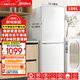 美的186升二門(mén)兩門(mén)小冰箱雙開(kāi)門(mén)1-2人家用寬深60cm以下風(fēng)冷無(wú)霜凈味抗菌租房宿舍辦公196電冰箱 【雙系統】180+升極地白