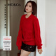 MO&Co.【秦嵐同款】毛衣綿羊毛馬海毛蝴蝶結麻花肌理紅摩安珂 閃耀紅 S /160