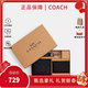 蔻馳（COACH）【年終奢禮】男士折疊短款錢(qián)包卡包卡夾鑰匙扣禮盒套裝送男生禮物 黑灰色CW344QBMI5