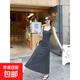 灰色方領(lǐng)吊帶連衣裙女夏季小個(gè)子修身無(wú)袖背心裙收腰a字長(cháng)裙子 灰色 M