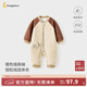 童泰（TONGTAI）男寶寶連體衣春秋季嬰兒衣服男童外出搖粒絨立領(lǐng)哈衣兒童爬服 栗棕色 90cm