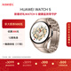 華為 【送禮送健康】HUAWEI WATCH 5 42mm高端款爍金色904L不銹鋼表殼晨曦金鈦金屬表帶X-TAP智感窗