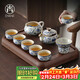 尚言坊汝窯功夫茶具整套帶茶盤(pán)家用辦公高檔陶瓷泡茶茶壺茶杯器具全套裝