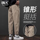 班尼路（Baleno）S&K休閑褲男錐形潮牌春秋寬松直筒工裝青年新款痞秋季長(cháng)褲子男 卡其 XL 【建議130-150斤】
