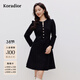 珂萊蒂爾【藝彩鎏光】25新羊毛香風(fēng)通勤氣質(zhì)淑女a(chǎn)字裙連衣裙 黑色 M