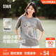 森馬（Semir）代露娃|短袖t恤女中長(cháng)款印花上衣25夏寬松純棉套頭衫109325100032
