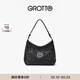 GROTTO個(gè)樂(lè )經(jīng)典黑石hobo包大小號植鞣綿羊皮腋下單肩斜挎軟包通勤禮物 經(jīng)典黑 銀標S