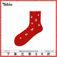 Tabio雪人圣誕襪子女秋冬保暖透氣吸濕可愛(ài)百搭中筒襪圣誕節禮物 圣誕紅（中國制） 1雙 均碼 (22.5-24.5cm)