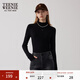 Teenie Weenie小熊多巴胺簡(jiǎn)約學(xué)院風(fēng)修身中領(lǐng)長(cháng)袖T恤貼身打底衫女 黑色 S (160)