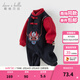 戴維貝拉（DAVE＆BELLA）新生兒衣服中國風(fēng)加絨男寶寶爬服哈衣冬季新年嬰兒連體衣小童睡衣 藏青色【現貨】 80cm （建議身高73-80cm）