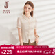 經(jīng)典故事（JANE STORY）2024夏季洋氣短袖襯衫女新款波點(diǎn)雪紡衫上衣別致修身職業(yè)襯衣小衫 杏黑波點(diǎn) L