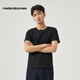 美特斯邦威短袖T恤男士純棉衣服新款男裝打底衫內搭 正黑 S