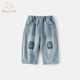 班喜迪男童褲子春裝2026新款帥氣寶寶休閑褲童裝彎刀褲兒童牛仔褲春秋款 藍色 100