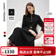 朗姿騏驥紅復古赫本風(fēng)高智長(cháng)袖a字裙25春季新款收腰修身連衣裙 黑色 M