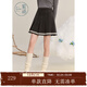 紫涵學(xué)院風(fēng)短款高腰百褶裙女2024冬季新款蕾絲花邊A字短裙百搭 灰色 XL