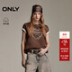 ONLY2026春季新款可愛(ài)植絨復古愛(ài)心印花短款正肩T恤女|126101081 E08板巖棕色 M
