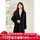 秋水伊人蝴蝶結設計感雙面毛呢外套女裝中長(cháng)款全羊毛大衣 黑色 L