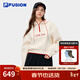 FILA FUSION斐樂(lè )潮牌女子連帽衛衣2026春季新款撞色刺繡針織上衣 云白色-WT L 170/88A/L