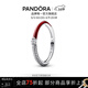 潘多拉（PANDORA）[女神節禮物]ME系列率性雙生戒指疊戴簡(jiǎn)約情侶對戒生日禮物送女友 ME紅色雙環(huán)密鑲戒指 48mm