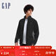 GAP男女裝刺繡logo撞色拼接立領(lǐng)夾克外套簡(jiǎn)約676244 黑色 170/92A(M) 亞洲尺碼