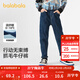 巴拉巴拉童裝兒童褲子男童長(cháng)褲秋冬裝寶寶直筒褲加絨時(shí)尚潮酷 牛仔深藍88301 160